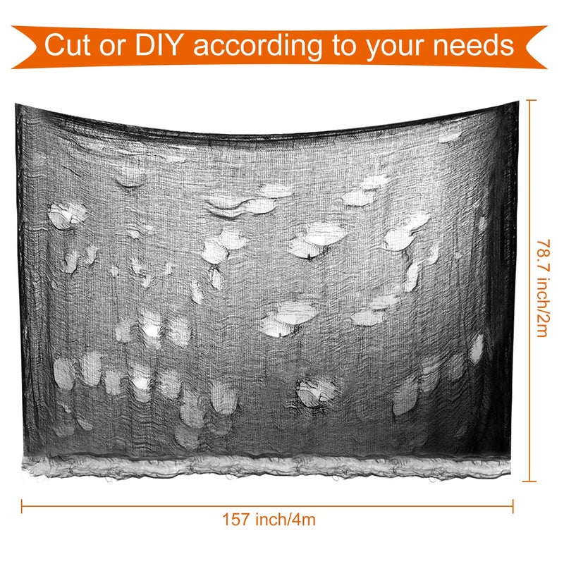 MIAHART Halloween Creepy Cloth Black Creepy Gauze Spooky Halloween Decorations for Haunted Houses Party Doorways Decor 6.5ft x13ft (2mx4m) - Image 3